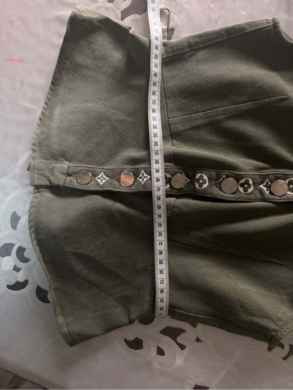 Olive Green Button-Front Spaghetti Strap Top - Picture 5 of 5